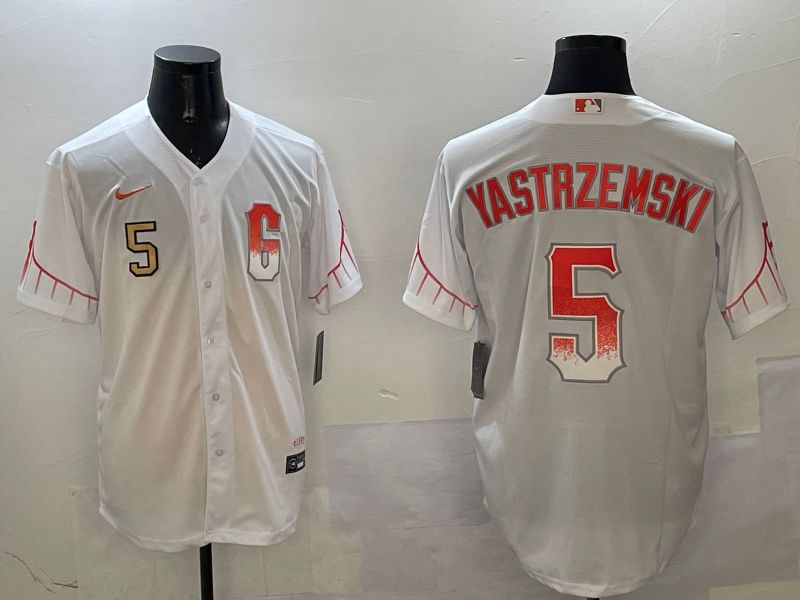 Men San Francisco Giants 5 Yastrzemski White City Edition Game Nike 2025 MLB Jersey style 4